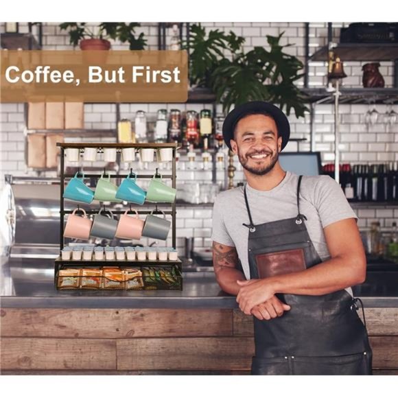 Coffee Pods Drawer with Mug Hooks, Kitchen Organizer - Picture 3 of 7